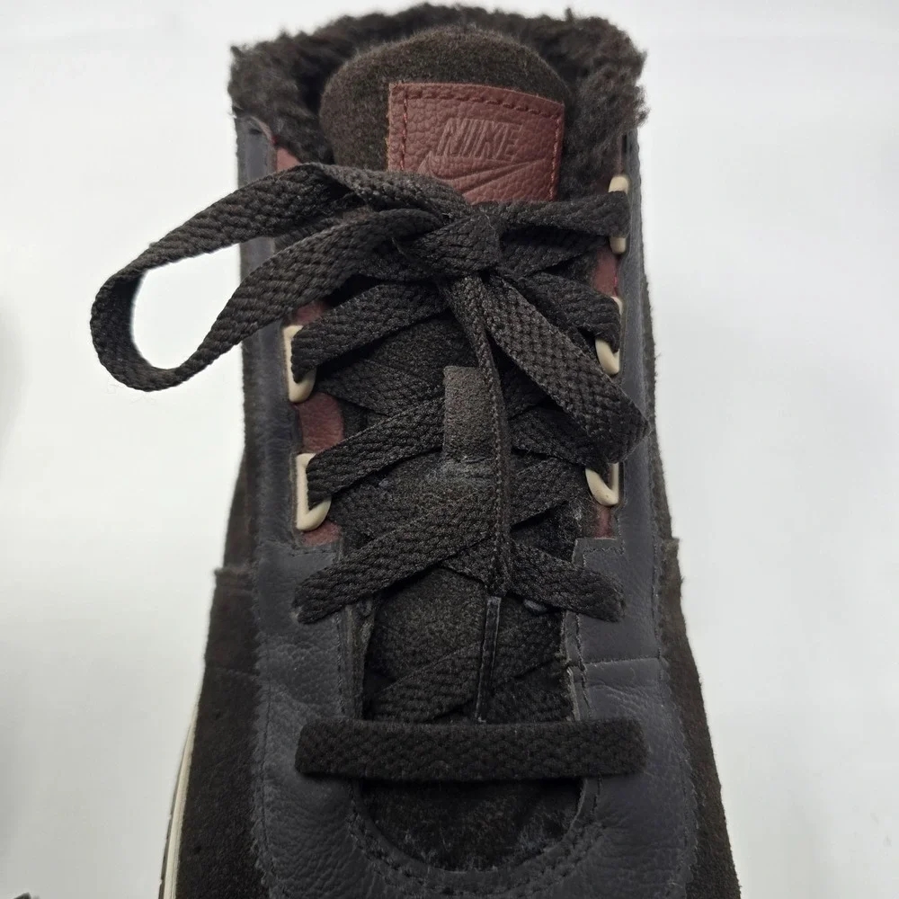 Nike Toki Premium FB Baroque Brown Suede Fur Lined Mid Top Sneakers 10